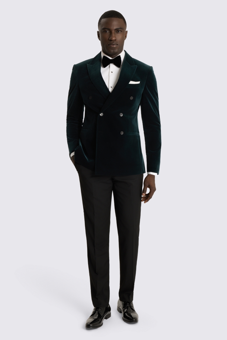 Slim Fit Dark Teal Velvet Suit Jacket 