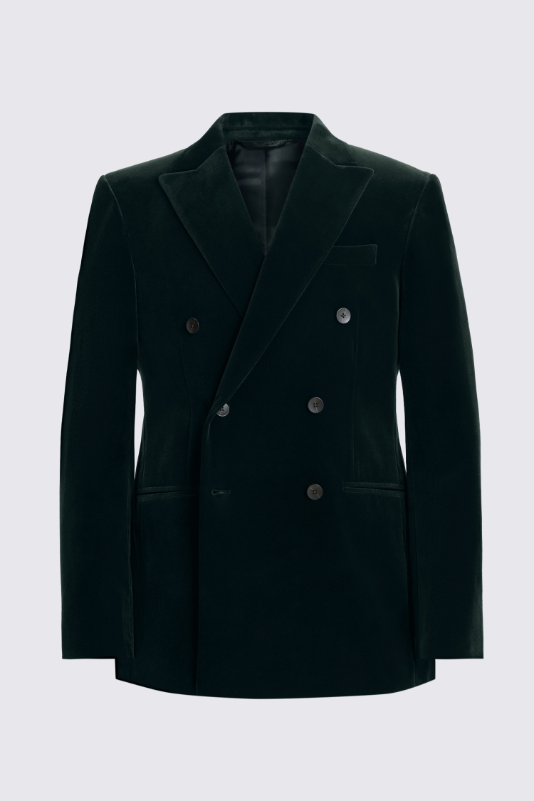 Slim Fit Dark Teal Velvet Suit Jacket