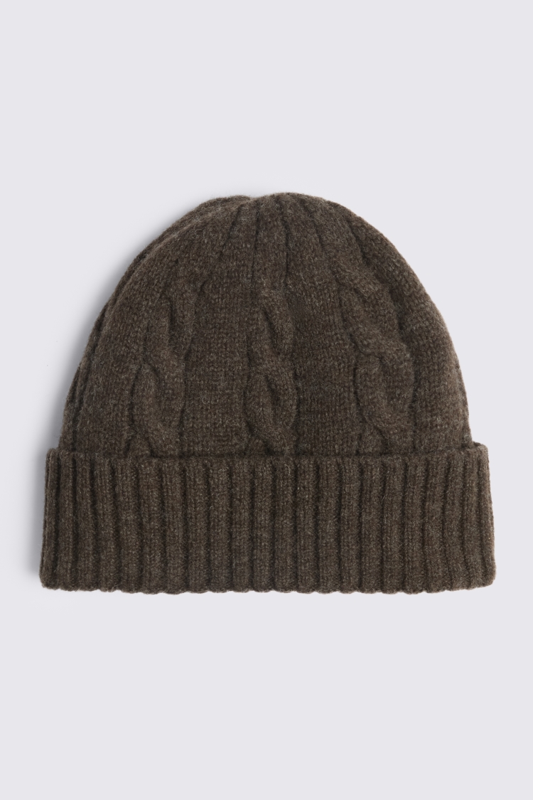 Chocolate Cable Wool Beanie