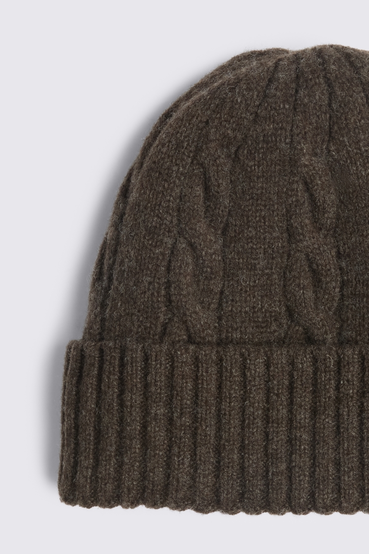 Chocolate Cable Wool Beanie