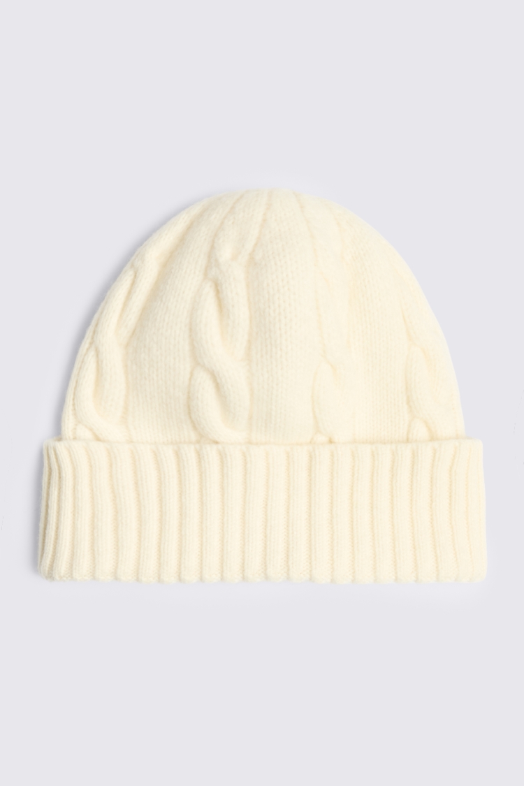 Off White Cable Wool Beanie