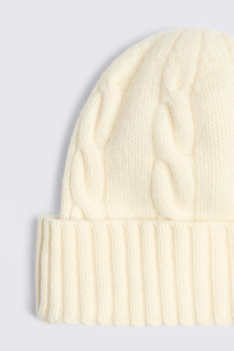 Off White Cable Wool Beanie