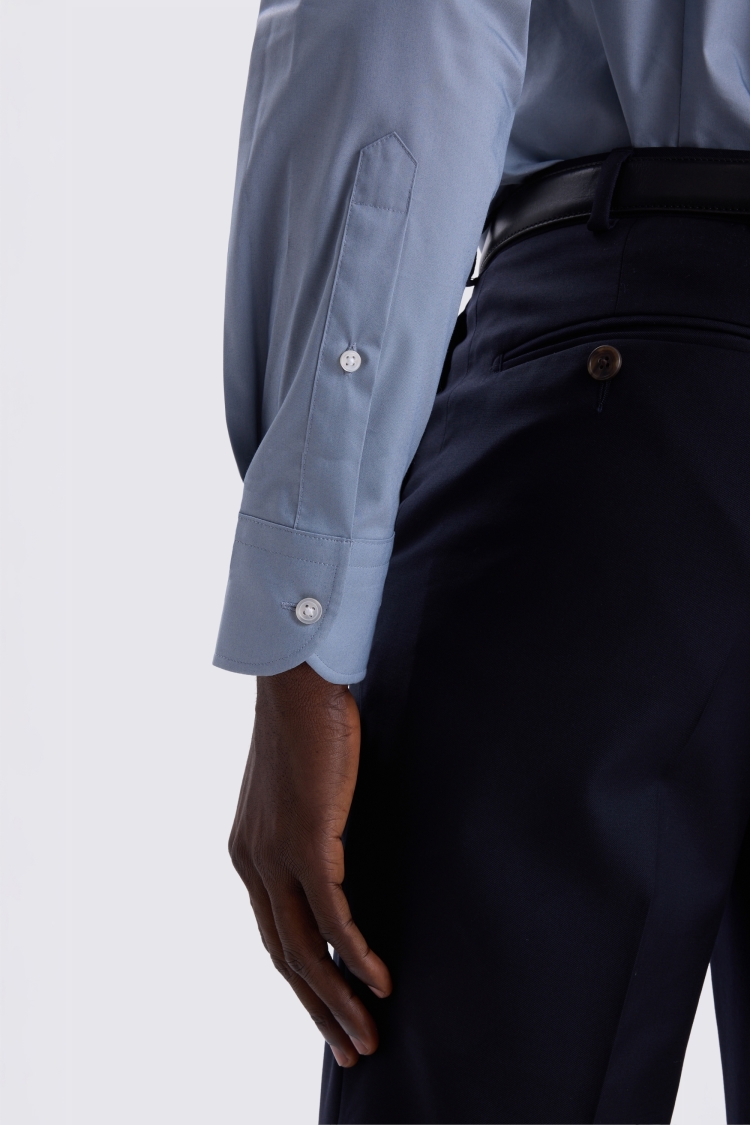 Tailored Fit Mid Blue Stretch Shirt