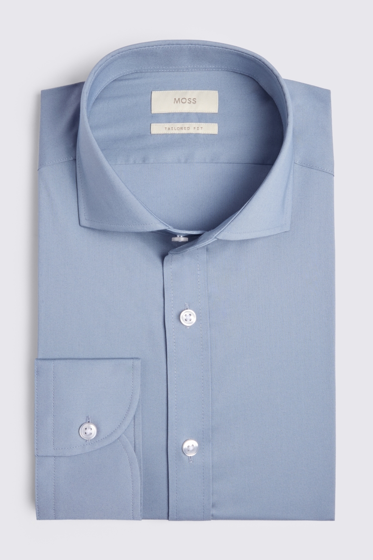Tailored Fit Mid Blue Stretch Shirt