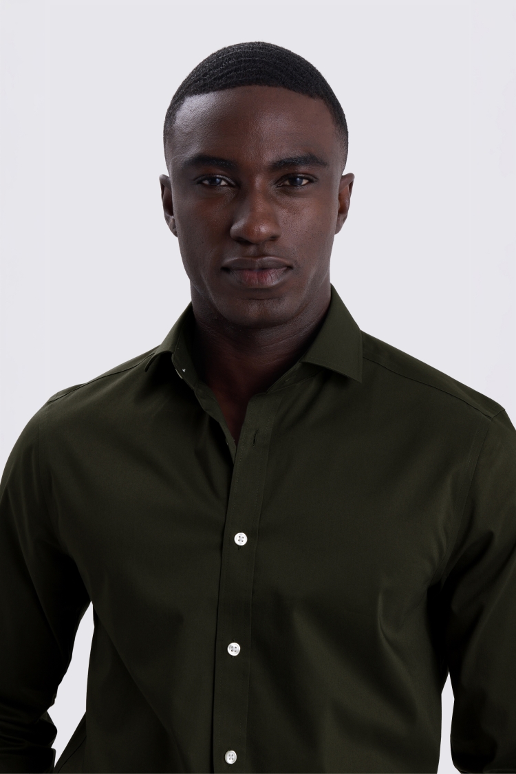 Tailored Fit Dark Green Stretch Shirt