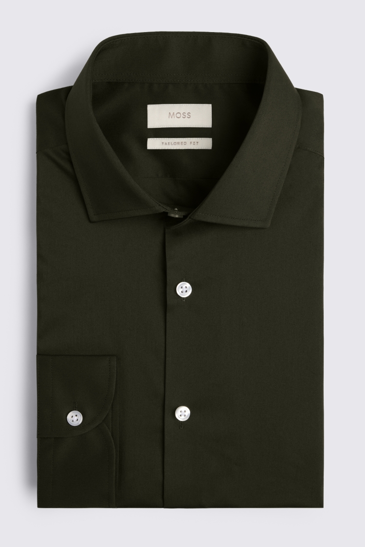 Tailored Fit Dark Green Stretch Shirt