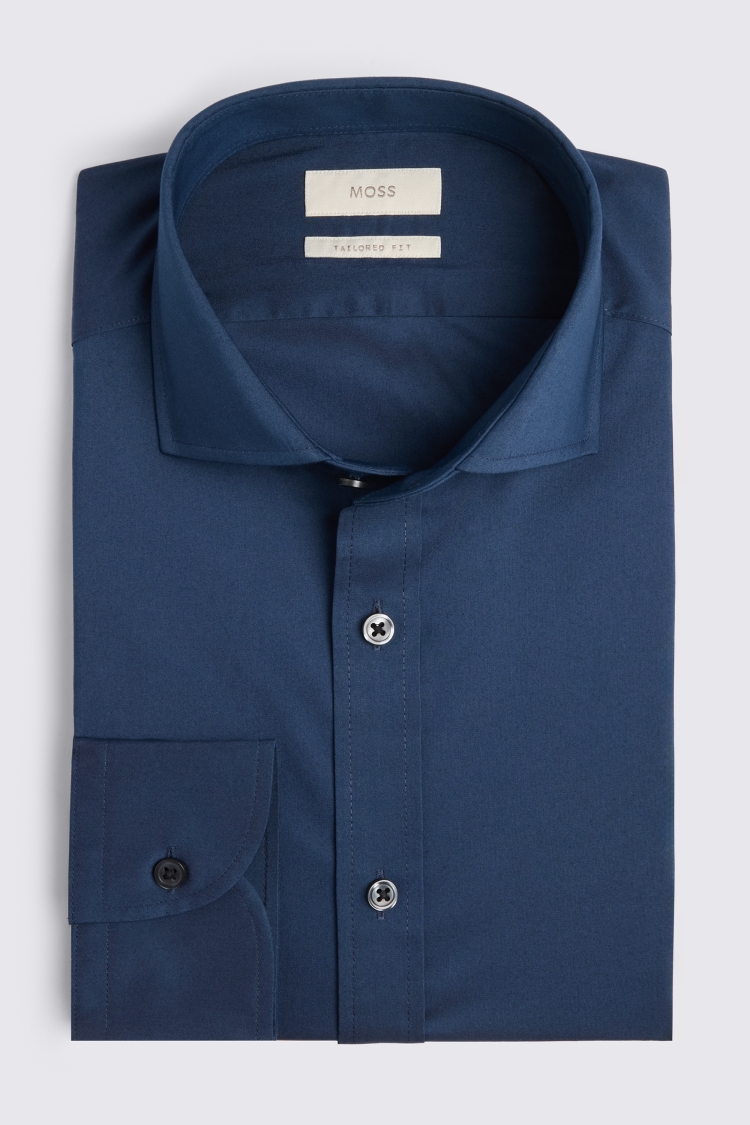 Tailored Fit Dark Blue Stretch Shirt