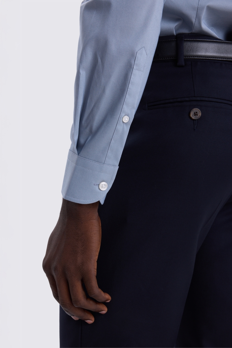 Slim Fit Mid Blue Stretch Shirt