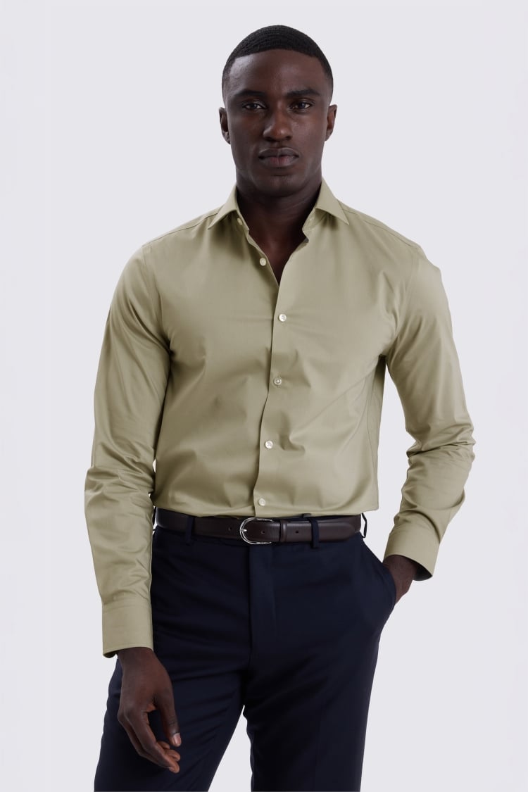 Slim Fit Sage Green Stretch Shirt 
