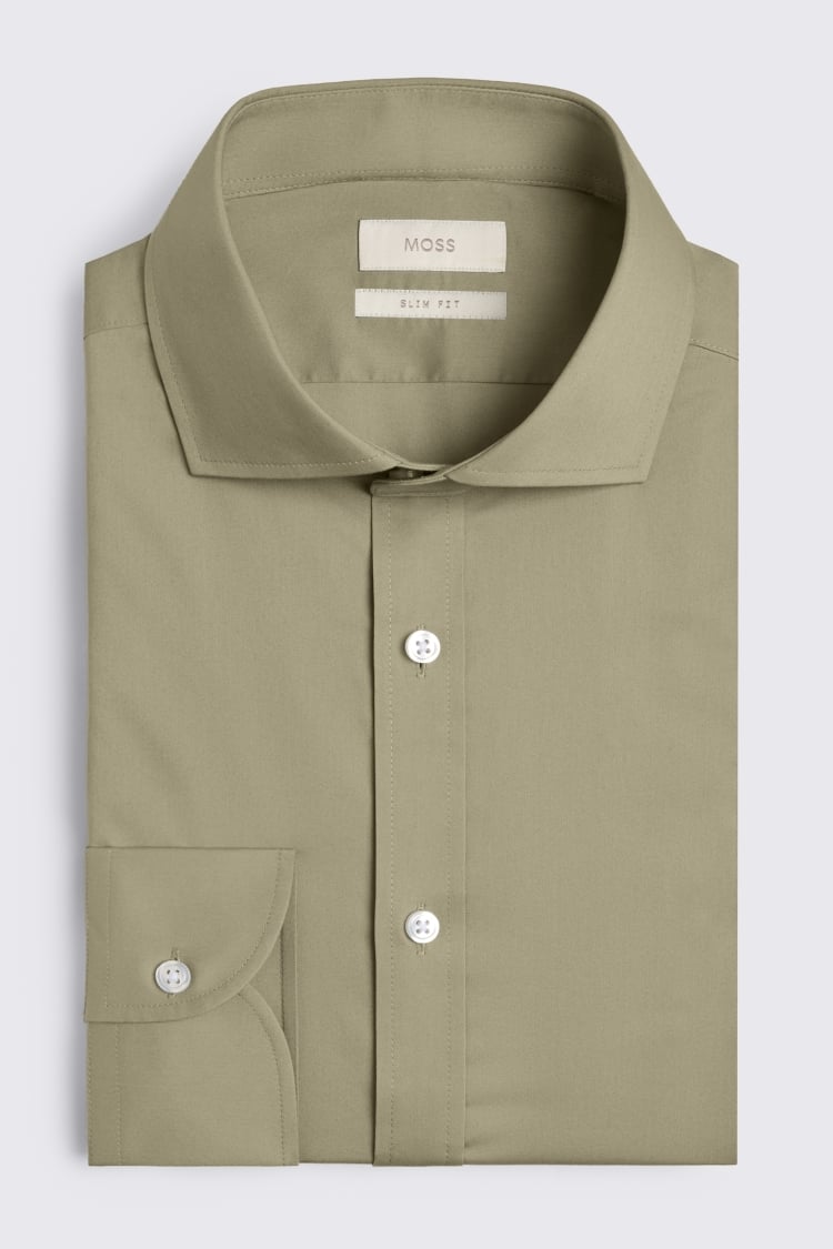 Slim Fit Sage Green Stretch Shirt