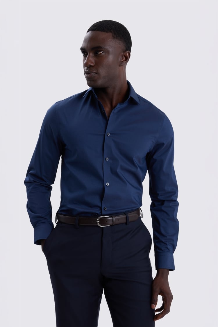 Slim Fit Navy Stretch Shirt