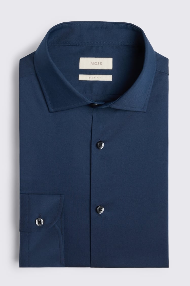 Slim Fit Dark Navy Stretch Shirt