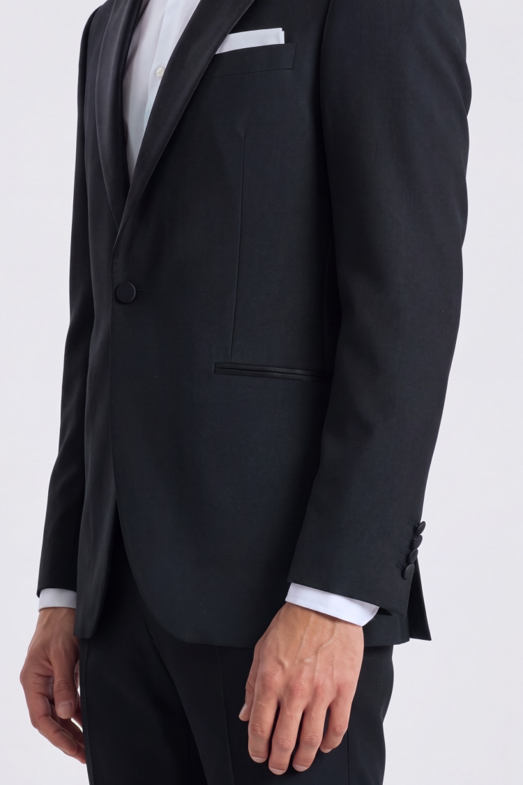 Tailored Fit Black Peak Lapel Tuxedo Suit