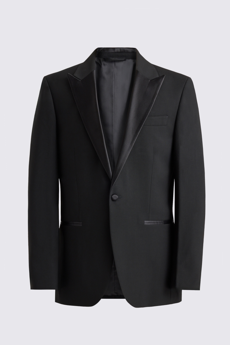 Tailored Fit Black Peak Lapel Tuxedo Suit
