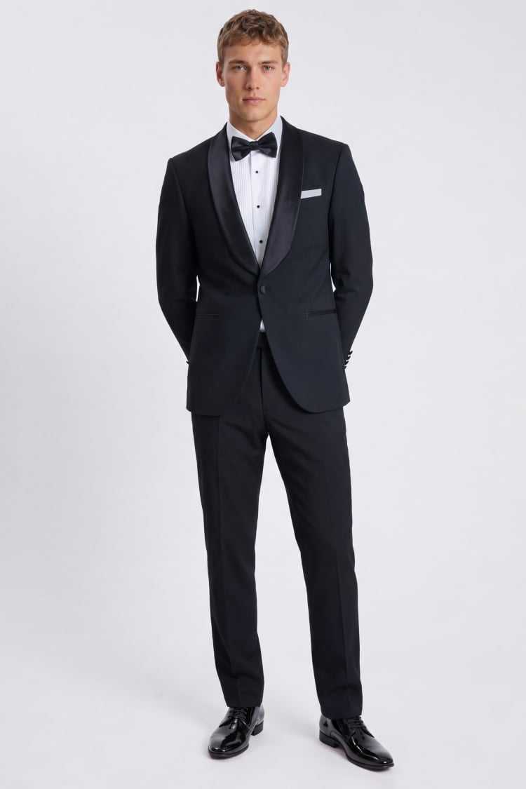 Tailored Fit Black Shawl Lapel Tuxedo Suit