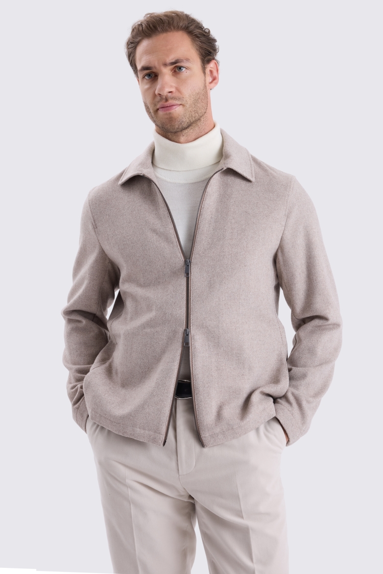 Neutral Brushed Twill Shacket
