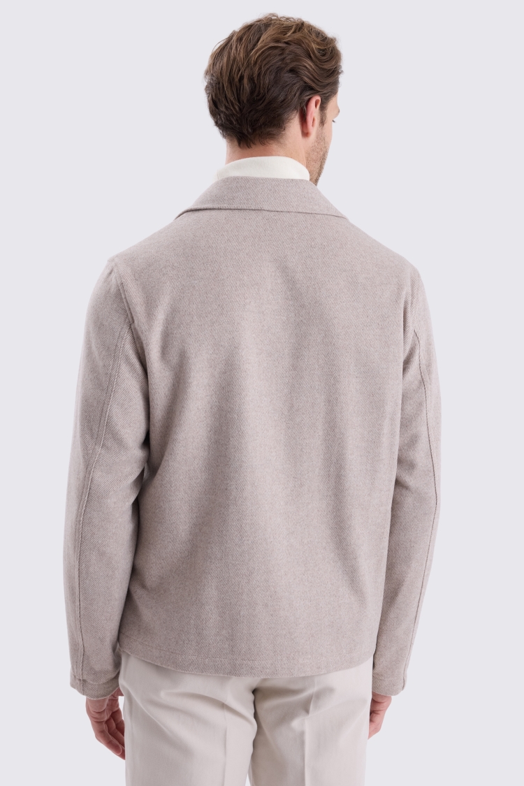 Neutral Brushed Twill Shacket
