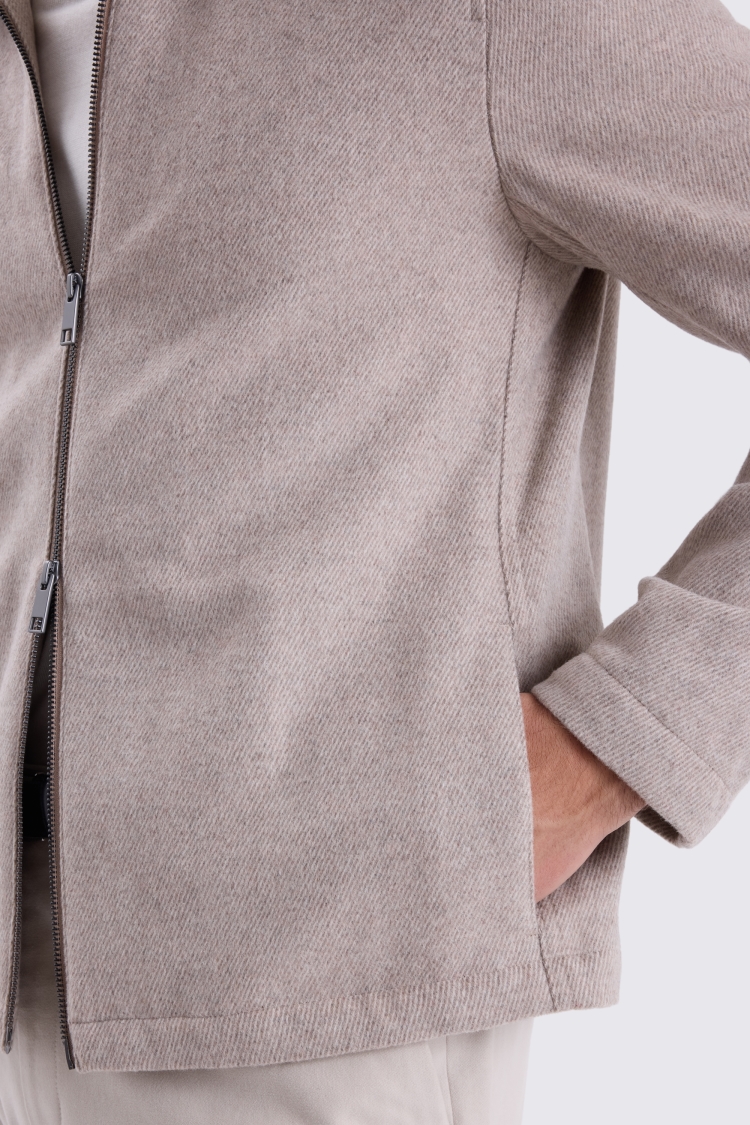Neutral Brushed Twill Shacket
