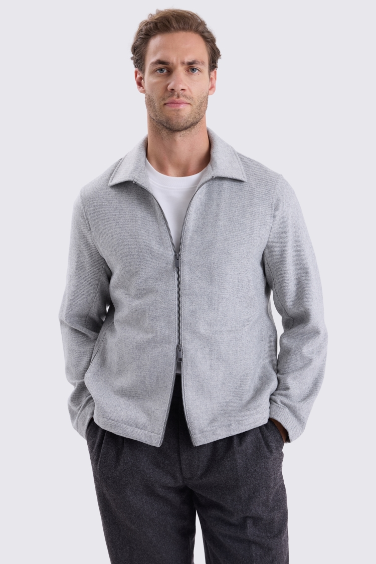 Grey Brushed Twill Shacket

