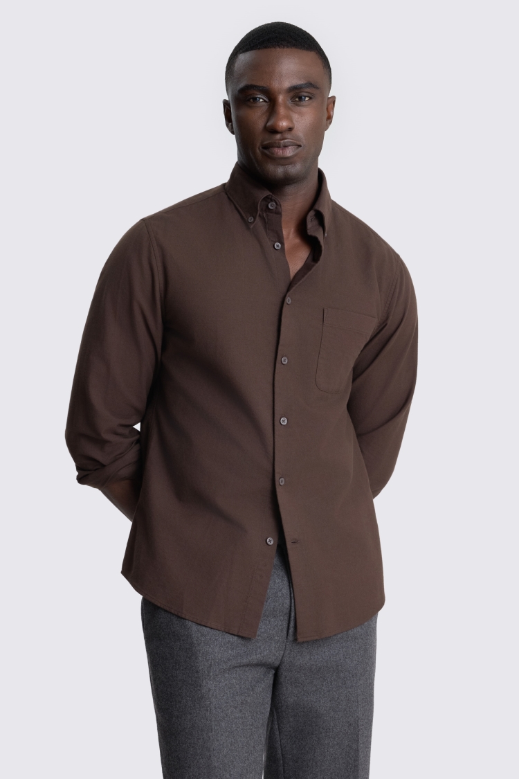 Chocolate Washed Cotton Oxford Shirt