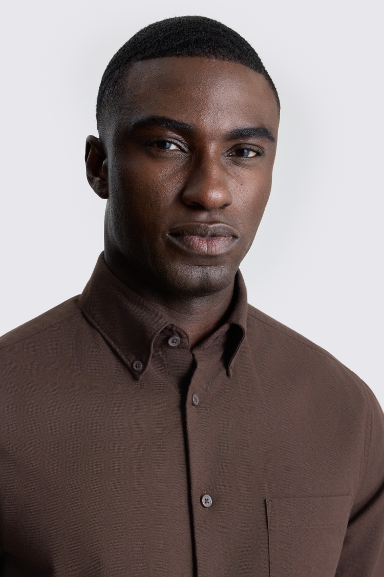 Chocolate Washed Cotton Oxford Shirt