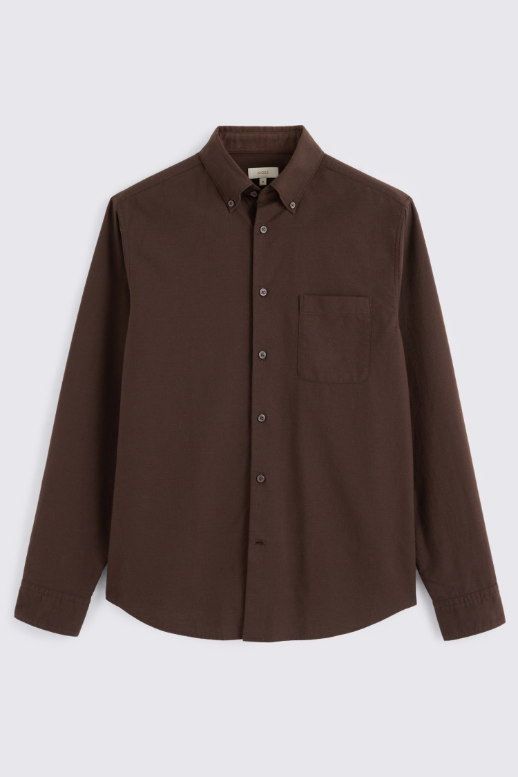 Chocolate Washed Cotton Oxford Shirt