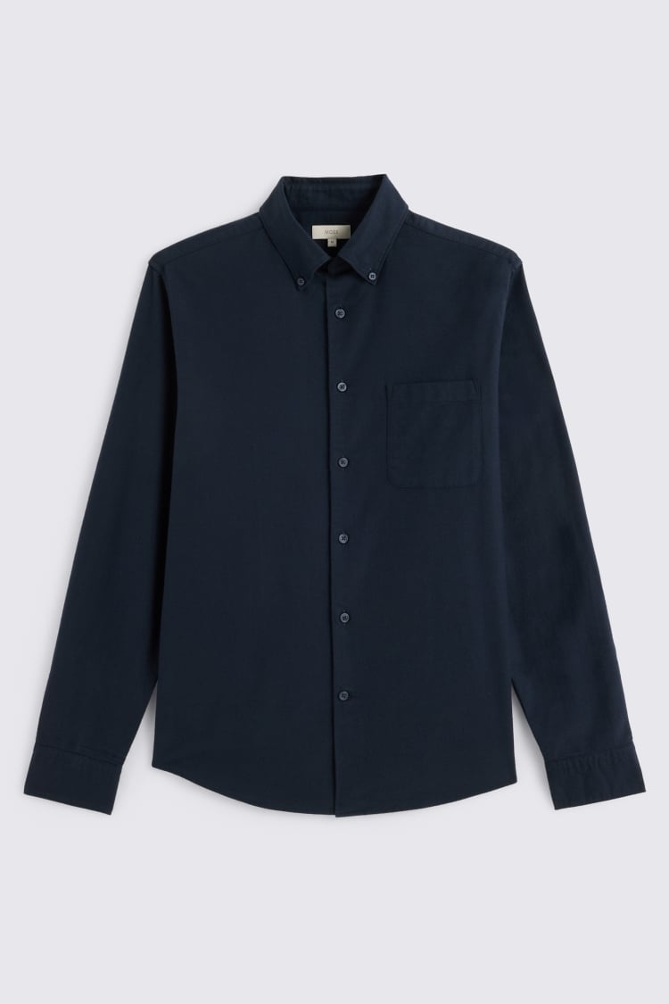 Navy Brushed Oxford Shirt
