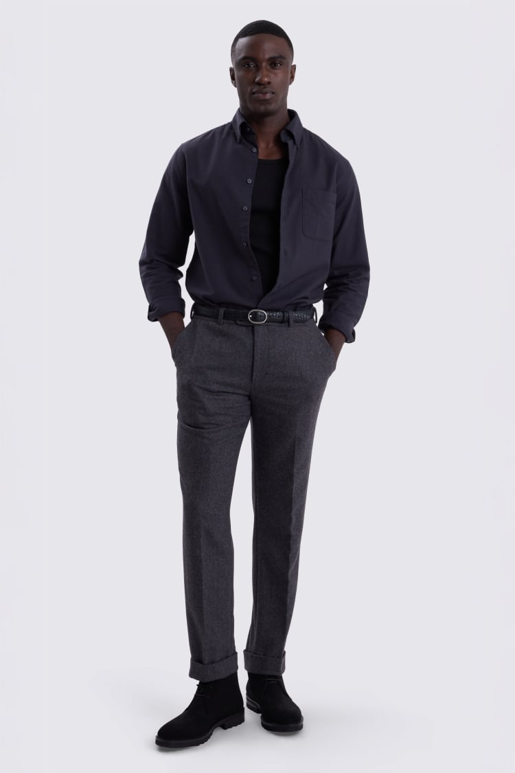 Charcoal Brushed Cotton Oxford Shirt