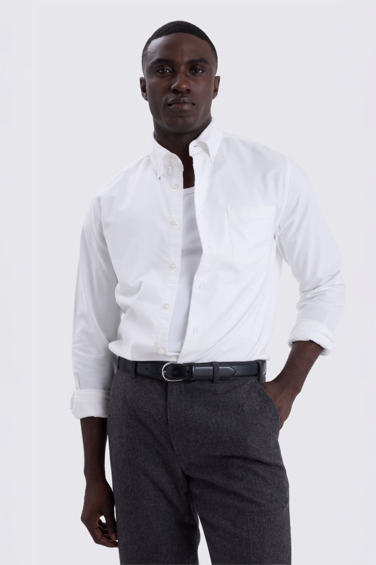 Ecru Brushed Cotton Oxford Shirt