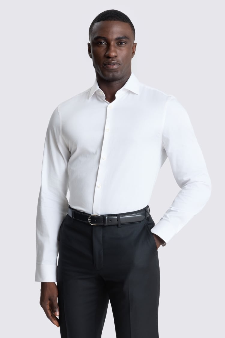 Slim Fit White Satin Shirt
