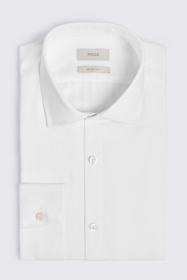 Slim Fit White Satin Shirt
