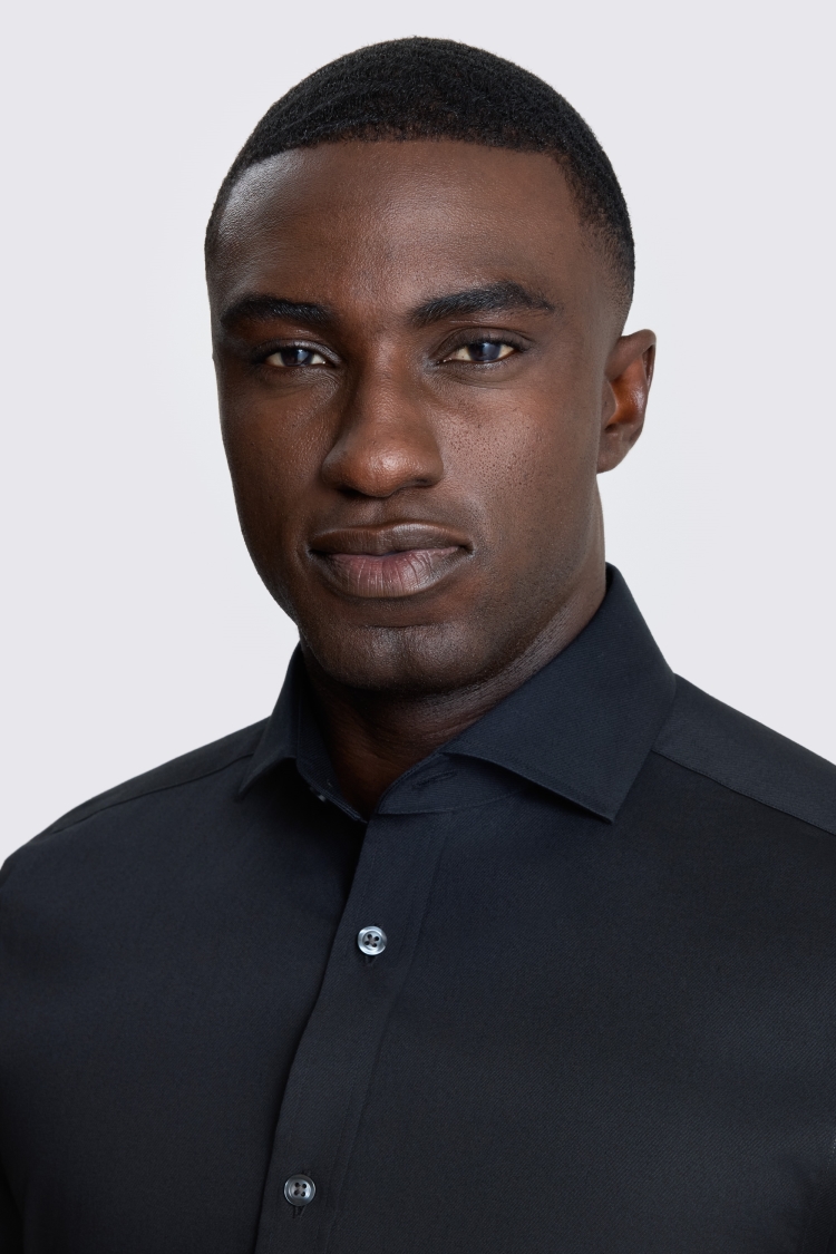 Tailored Fit Black Twill Shirt