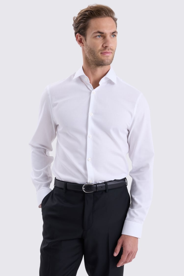 Slim Fit White Puppytooth Shirt