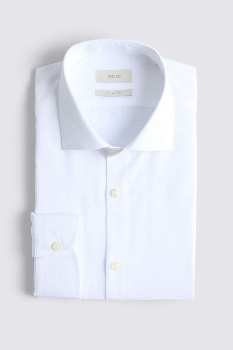 Slim Fit White Puppytooth Shirt