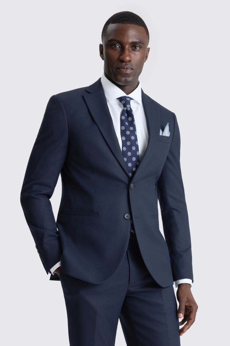 Slim Fit Navy Wool Blend Suit Jacket 