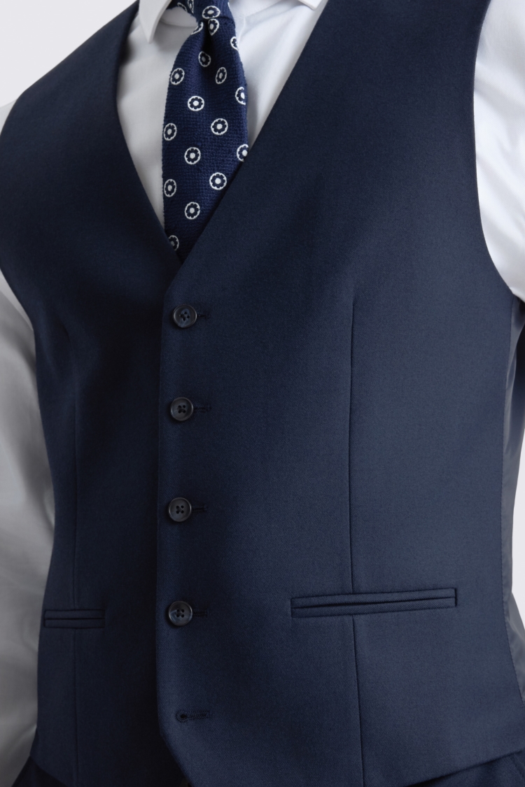 Slim Fit Navy Flannel Waistcoat