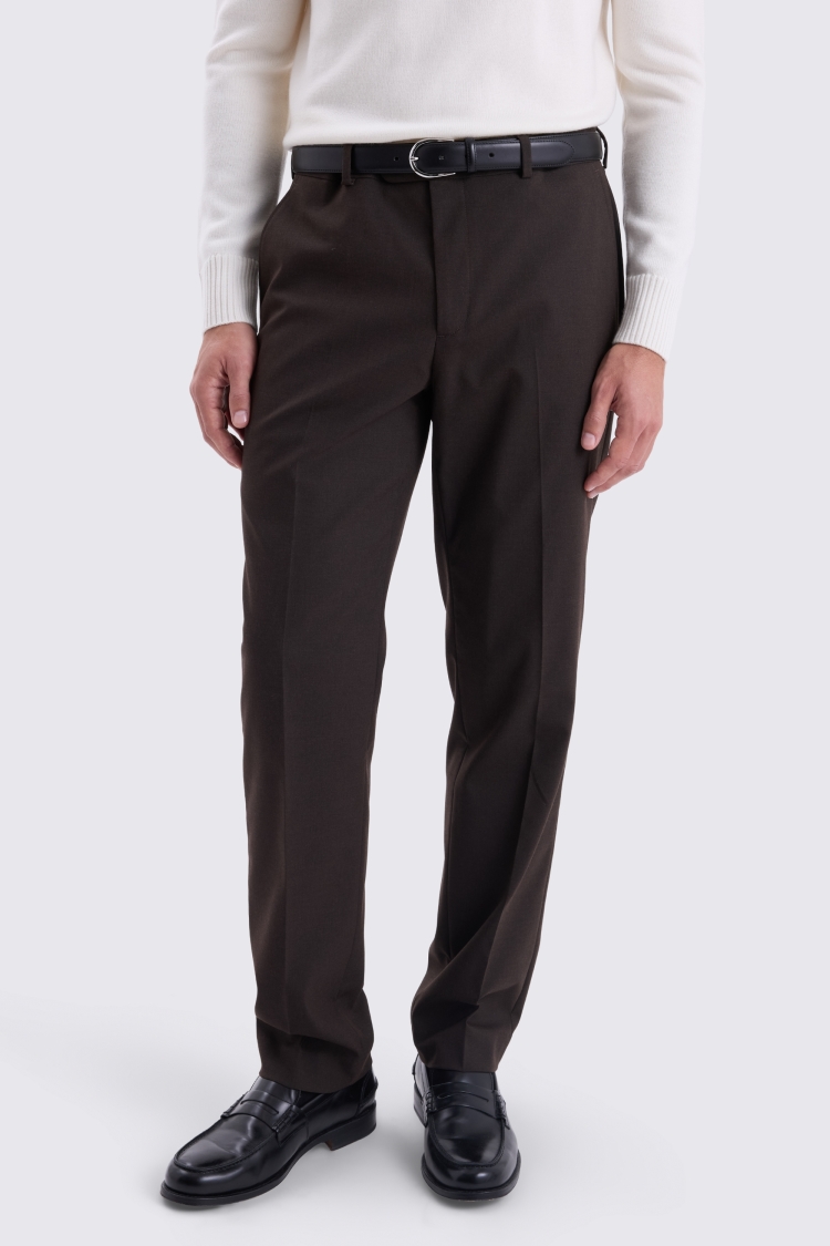 Tailored Fit Brown Trousers 