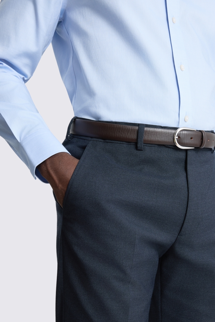 Tailored Fit Dark Navy Puppytooth Trousers 