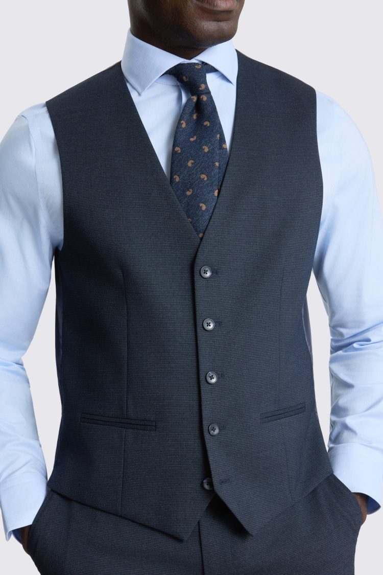 Tailored Fit Dark navy Puppytootth Waistcoat 