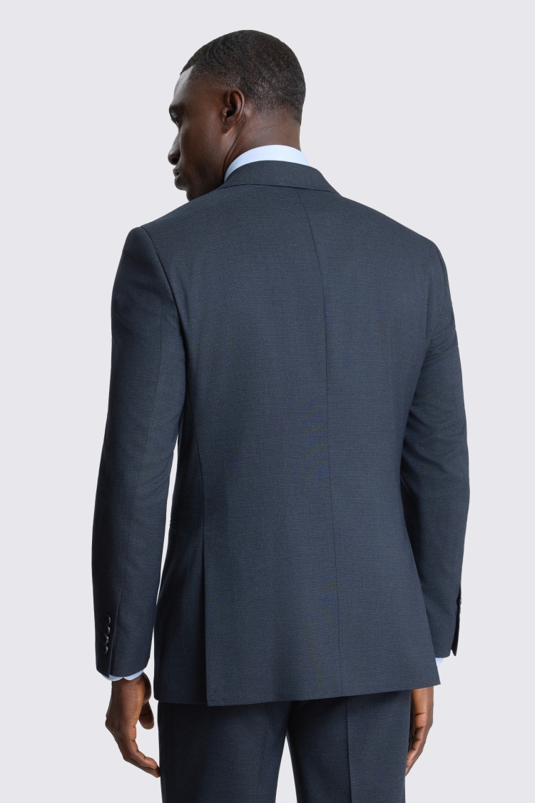 Tailored Fit Dark Navy Puppytooth Suit Jacket 