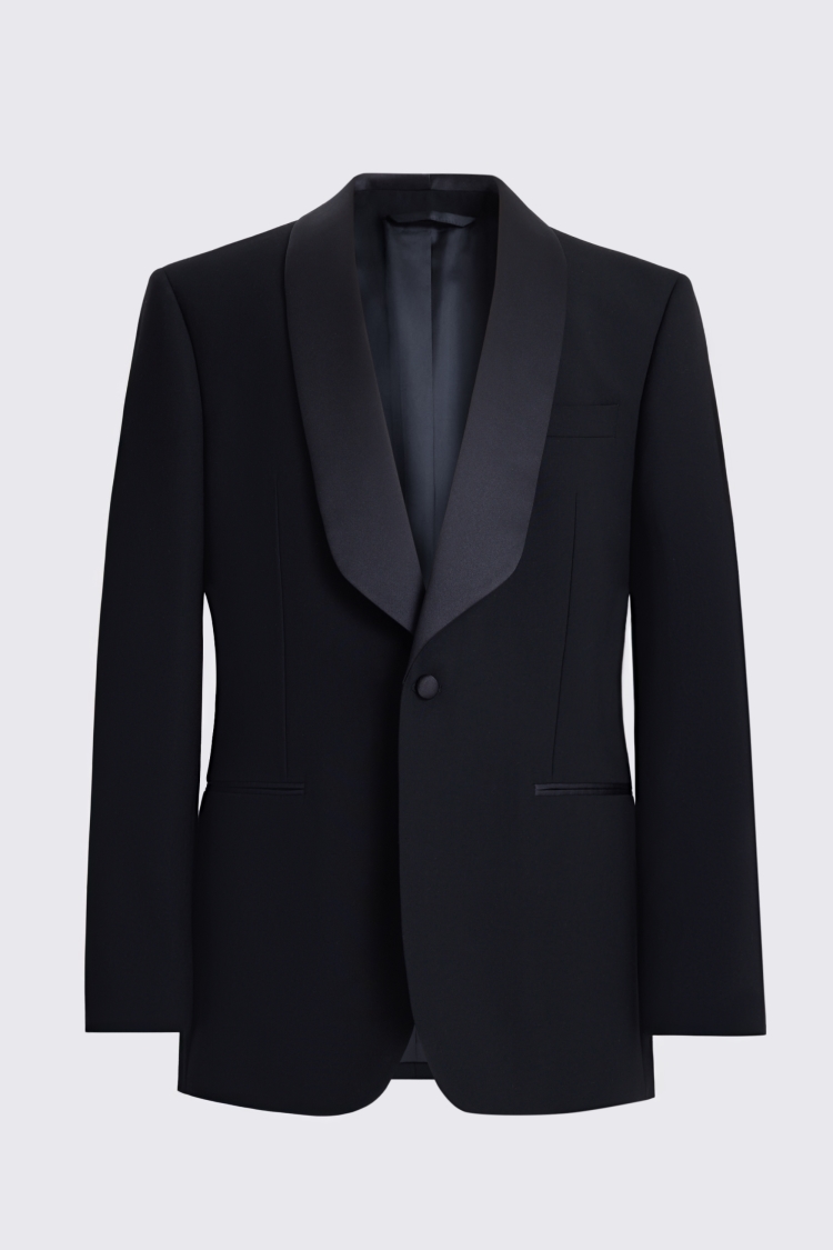 Tailored Fit Black Shawl Lapel Wool Tuxedo Suit