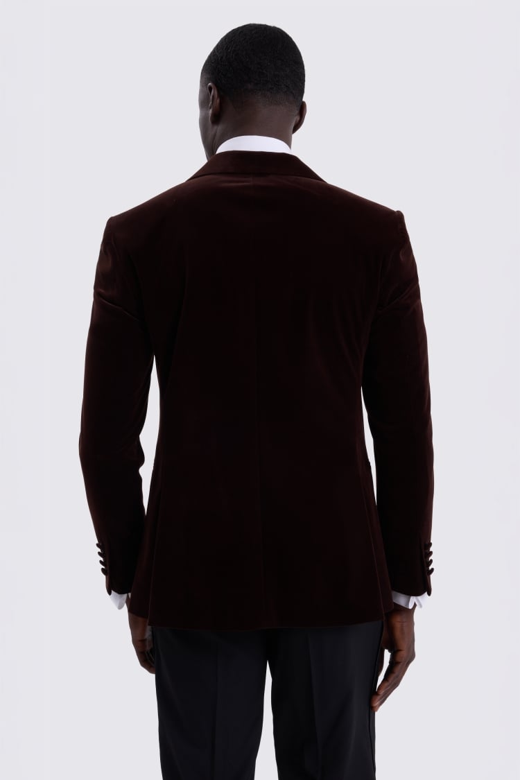 Slim Fit Brown Velvet Jacket