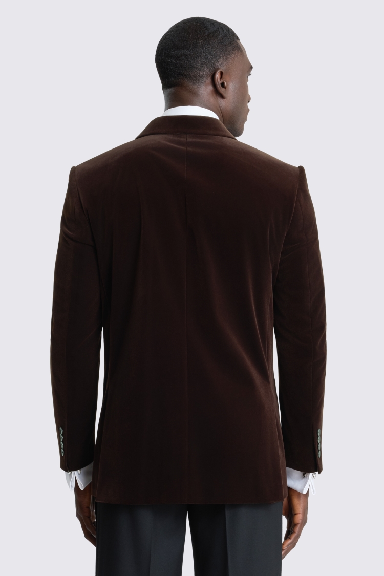 Relaxed Fit Brown Velvet Suit Jacket 