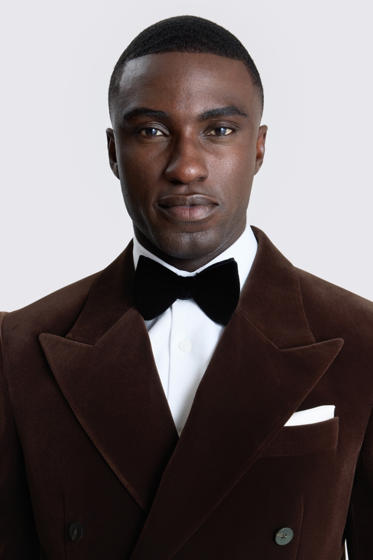 Relaxed Fit Brown Velvet Suit Jacket 