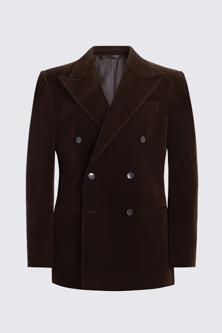 Relaxed Fit Brown Velvet Suit Jacket