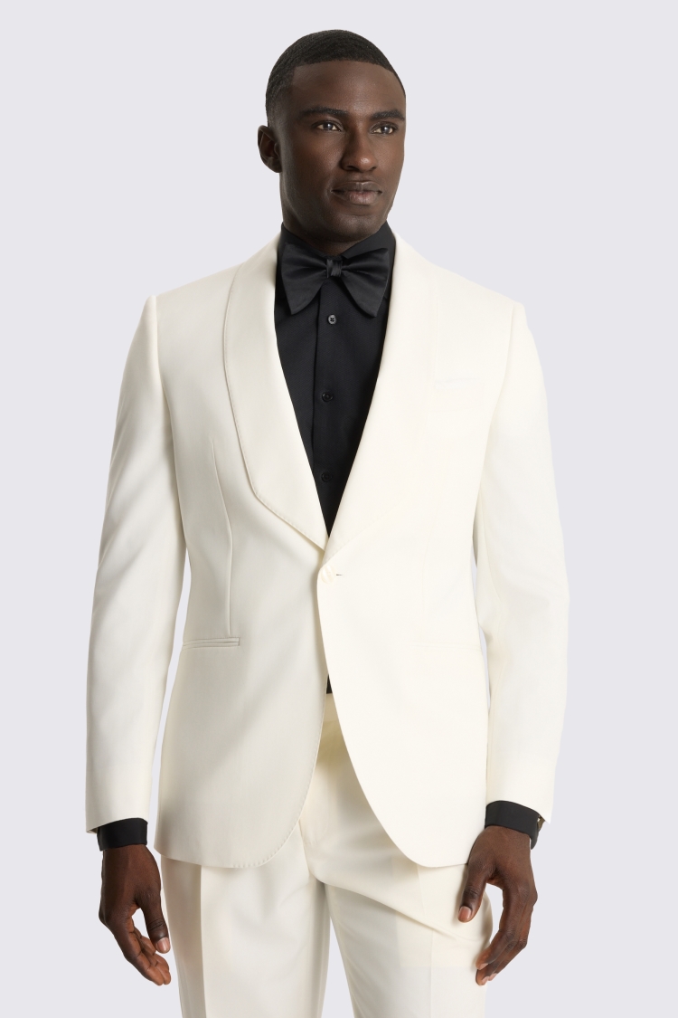 Tailored Fit Off White Shawl Suit