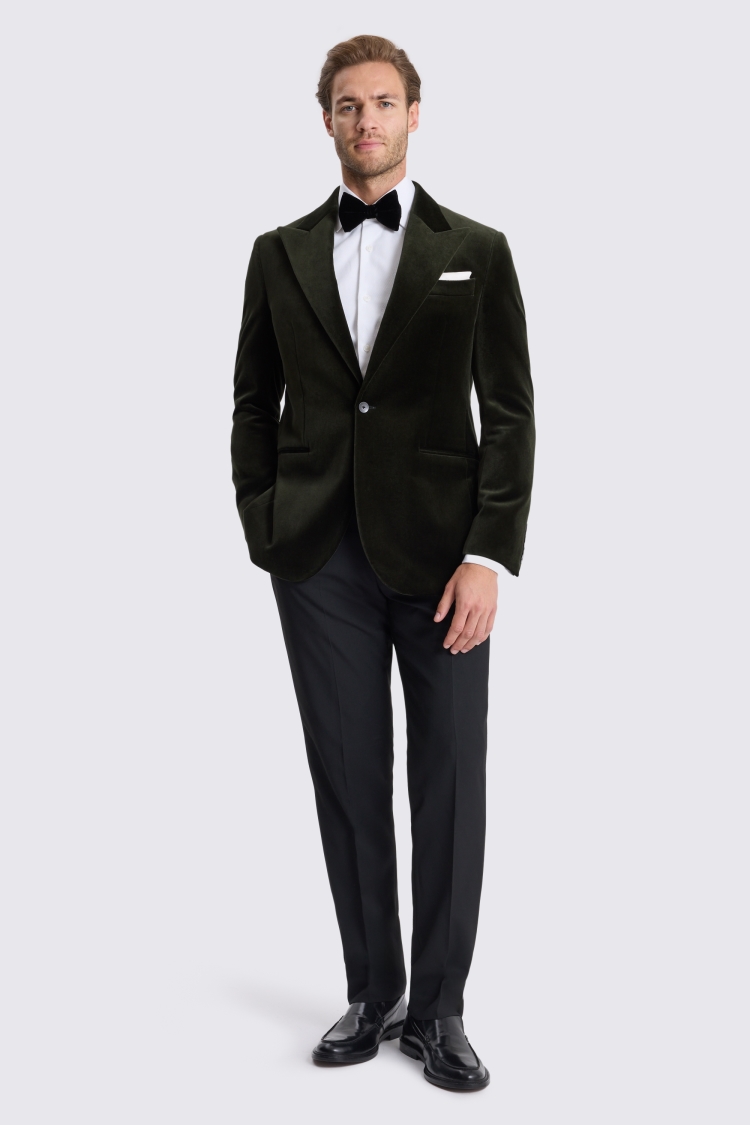 Tailored Fit Dark Olive Velvet Jacket