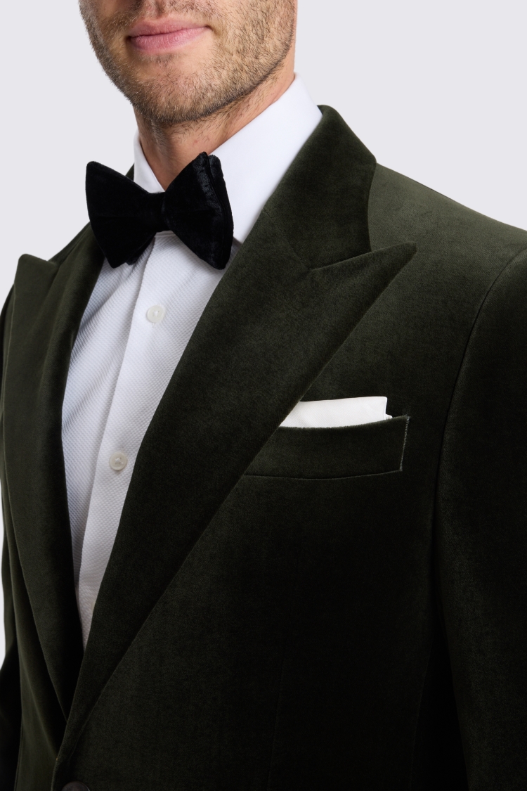 Tailored Fit Dark Olive Velvet Jacket