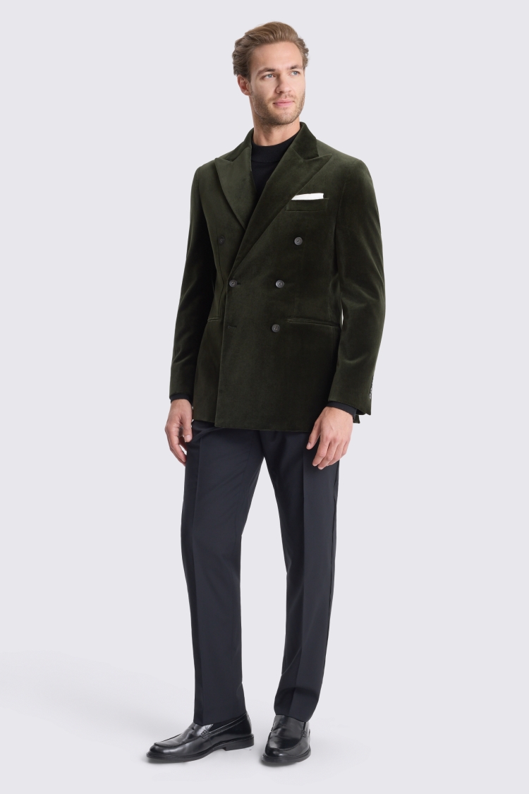Tailored Fit Dark Olive Velvet Jacket