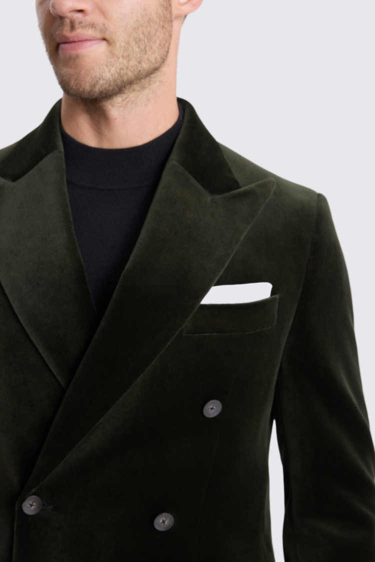 Tailored Fit Dark Olive Velvet Jacket